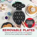 MultiMaker Treat Maker System, Mini Donuts, Heart Shaped Waffle, Mini Cupcakes - Aqua