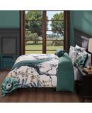 Bebejan Peacock Jardin 5 Piece Reversible Comforter Set - Queen