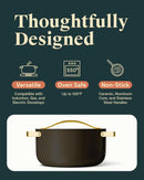 Ceramic Dutch Oven Pot with Lid (6.5 qt, 10.5") - Black