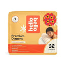 32ct Premium Disposable Baby Diapers Size 1 - Flower Child