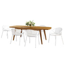 Modern Outdoor 7 Piece Expandable Dining Set With Stackable Chairs