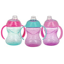 Nuby 3pk Clik-It Handle Cup - Purple/Pink/Aqua - 8oz