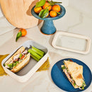 Medium Ceramic Coated Glass Food Storage Container - Gray