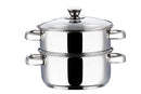 Vinod Stainless Steel Steamer 2 Tier with Glass Lid 20 cm | 2.5 mm Thick Base | Multi Purpose Momos, Modak Maker Steamer | Induction and Gas Base