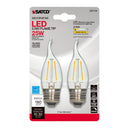 Satco CA10 (Flame Tip) E26 (Medium) LED Bulb Warm White 25 Watt Equivalence 2 pk