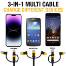 DeWalt USB to Micro to Type C 3-in-1 Cable 3 ft. Black/Yellow