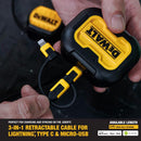 DeWalt USB to Micro to Type C 3-in-1 Cable 3 ft. Black/Yellow