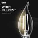 Feit White BA10 E12 (Candelabra) Filament LED Bulb Daylight 40 Watt Equivalence 2 pk