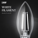 Feit White B10 E12 (Candelabra) Filament LED Bulb Soft White 40 Watt Equivalence 2 pk
