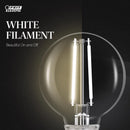 Feit White G25 E26 (Medium) Filament LED Bulb Soft White 60 Watt Equivalence 3 pk