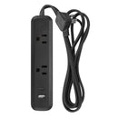 Globe Electric 6 ft. L 2 outlets Power Strip Black