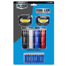 Dorcy Active 100 lm Assorted LED Rechargeable Flashlight/Headlight Combo Pack AAA Battery, Pack of 4