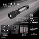 Police Security Zephyr-RS Tactical 550 lm Black/Gray LED Rechargeable Flashlight 14500 Battery