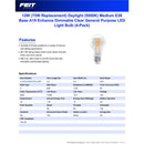 Feit A19 E26 (Medium) Filament LED Bulb Daylight 75 Watt Equivalence 4 pk