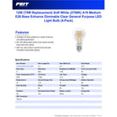 Feit A19 E26 (Medium) Filament LED Bulb Soft White 75 Watt Equivalence 4 pk