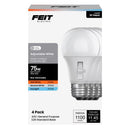 Feit A19 E26 (Medium) LED Bulb Adjustable White 75 Watt Equivalence 4 pk