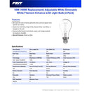 Feit A21 E26 (Medium) Filament LED Bulb Adjustable White 100 Watt Equivalence 2 pk