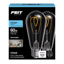 Feit ST19 E26 (Medium) Filament LED Bulb Daylight 60 Watt Equivalence 2 pk