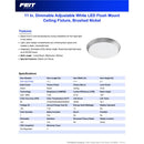Feit 3 in. H X 11 in. W X 11 in. L Brushed Nickel White Ceiling Fixture