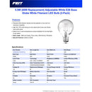 Feit G25 E26 (Medium) LED Bulb Adjustable White 60 Watt Equivalence 2 pk