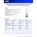 Feit BA10 E26 (Medium) LED Bulb Adjustable White 40 Watt Equivalence 2 pk