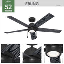 Hunter 52 in. Matte Black LED Indoor Ceiling Fan