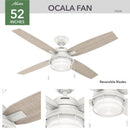 Hunter Fan Ocala 52 in. Bronze White LED Indoor and Outdoor Ceiling Fan