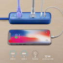 Globe Electric 6 ft. L 2 outlets Power Strip with USB Ports Blue