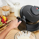 Nonstick Waffle Maker Black: Aluminum, 180° Rotating, Folding Handle, Drip Tray, 1000W, Dishwasher-Safe Parts