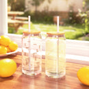 20 fl oz Glass Tumblers with Lid and Straw - Geo/Dash