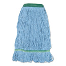 Boardwalk Super Loop Wet Mop Head, Cotton/Synthetic Fiber, 1" Headband, Medium Size, Blue - BWK502BLNB
