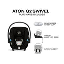 Aton G2 Swivel Infant Car Seat with Load Leg Base - Moon Black