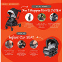 Sit N' Stand 5-in-1 Stroller Single Shopper Travel System - Moondust