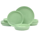 Everyday Faretta Green 12-Piece Fine Ceramic Dinnerware Set