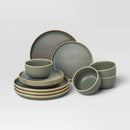 12pc Stoneware Tilley Dinnerware Set- Olive Green