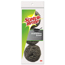 Scotch-Brite Metal Scrubbing Pads, 2 1/2" X 2 3/4", Stainless Steel, Silver, 3/Pk, 8 Pks/Ct - MMM214C