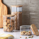 Glass Square Food Storage Canister with Wood Lid - 112oz