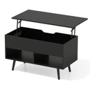 31.5 Inch Lift Top Coffee Table With Hidden Compartment and 2 Storage Shelves-Black