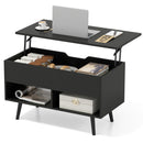 31.5 Inch Lift Top Coffee Table With Hidden Compartment and 2 Storage Shelves-Black