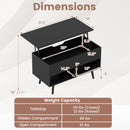 31.5 Inch Lift Top Coffee Table With Hidden Compartment and 2 Storage Shelves-Black