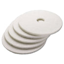 Boardwalk Polishing Floor Pads, 14" Diameter, White, 5/Carton - BWK4014WHI