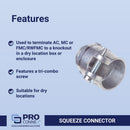Sigma Engineered Solutions ProConnex 1 in. D Die-Cast Zinc Squeeze Connector For BX, MC and FLEX 1 p, Pack of 10