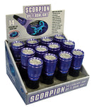 Scorpion 14 LED Black/Purple LED UV Flashlight AAA Battery, Pack of 12