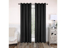 Classic Modern Solid Room Darkening Semi-Blackout Curtains - Black