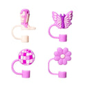 4pk Girly Straw Toppers