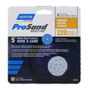 Norton ProSand Series 07660703226 Vacuum Disc, 5 in Dia, 11/16 in Arbor, P320 Grit, Extra Fine, Ceramic Abrasive