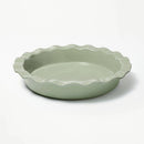 9" Round Stoneware Ruffle Pie Dish Sage Green