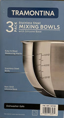 Stainless Steel Mixing Bowls with Silicone Base - 3 Pack