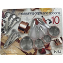 MIU Copper Plated And Stainless Steel Measuring Cups And Spoons Set - 10 Pieces