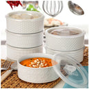 Housewares 6-Piece Microwavable Stoneware Bowl Set with Lids, White